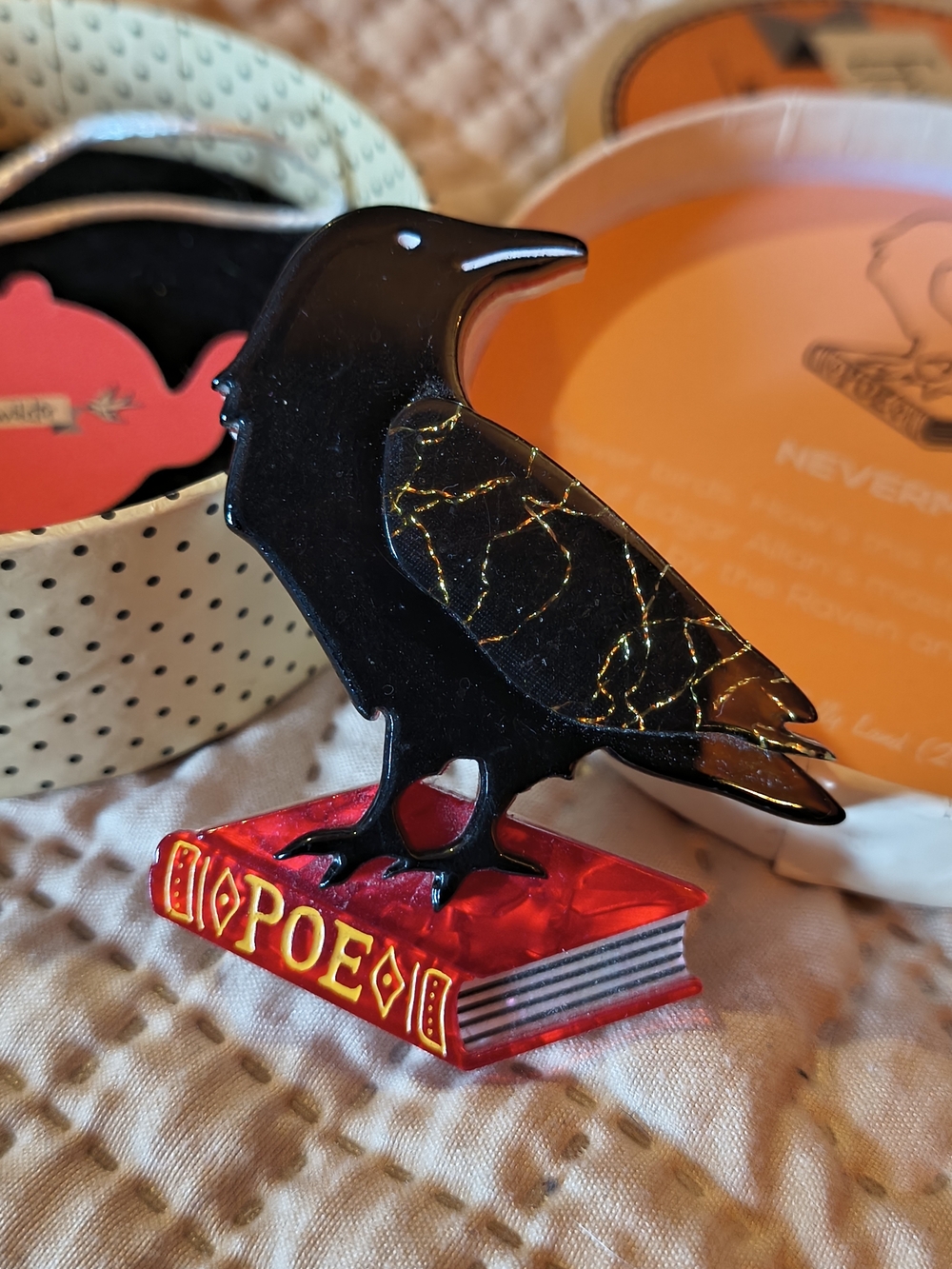 ERSTWILDER , NEVERMORE RAVEN ON POE BOOK NIB W/TAGS